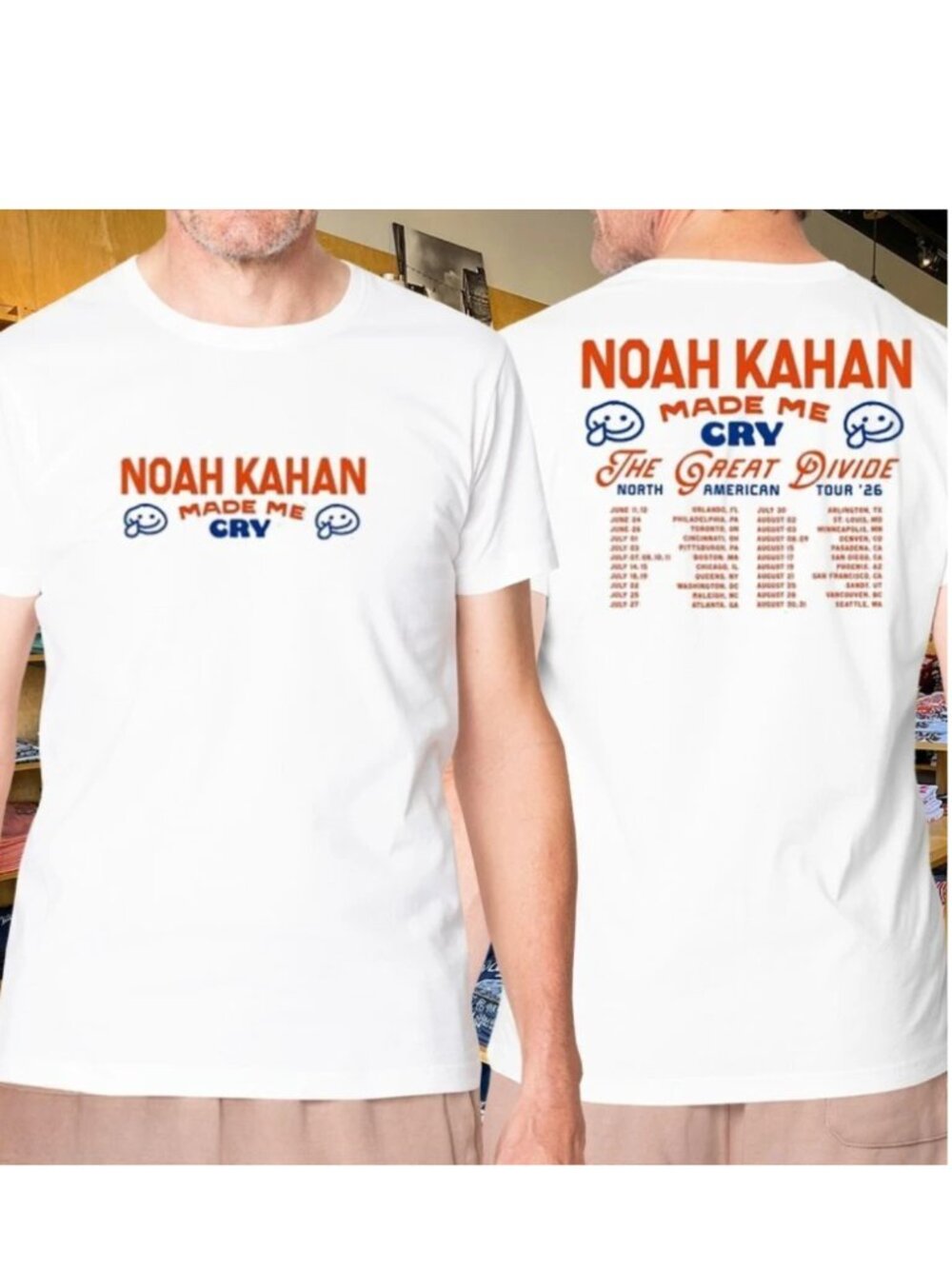 Noah Kahan Made Me Cry  Great Divide Graphic T-shirt Unisex Fan Tee